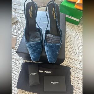 SOLD NIB YSL Tom 90mm velvet slingback pumps